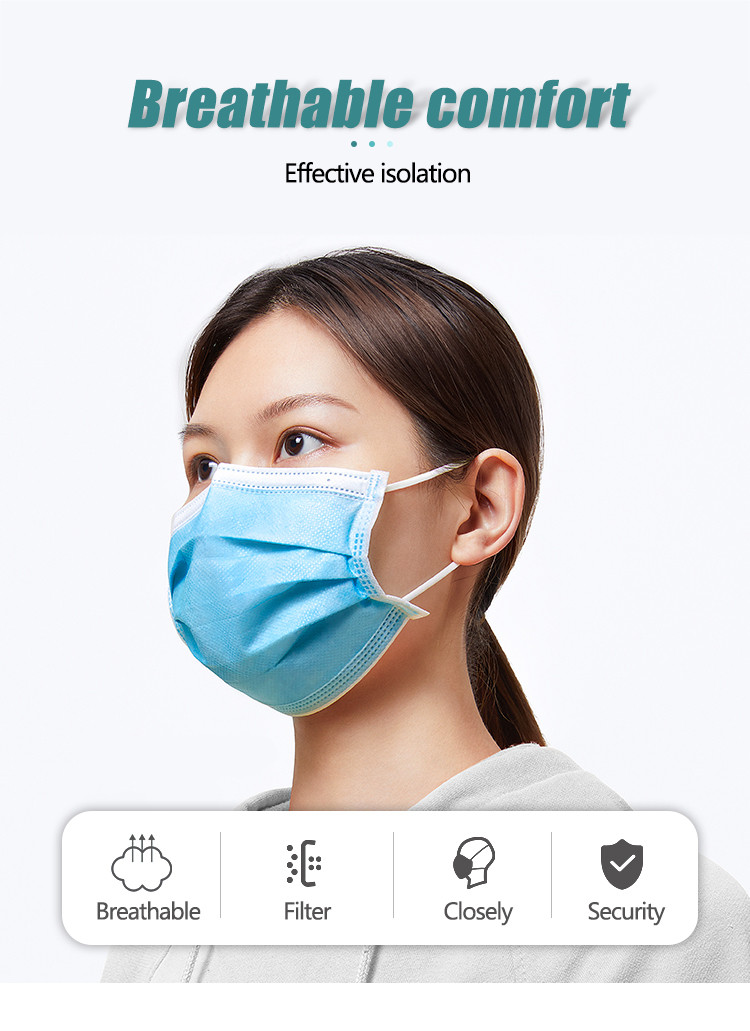 Anti Virus Disposable Medical Mask , Non Woven Fabric Face Mask With Elastic Ear Loop