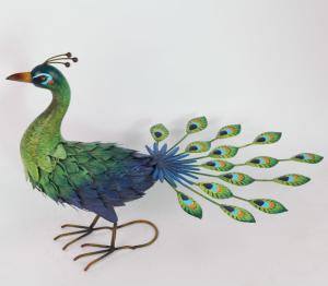 Quality Iron Peacock Multicolor Weatherproof Animal Garden Figurines for Your Outdoor Wonderland wholesale