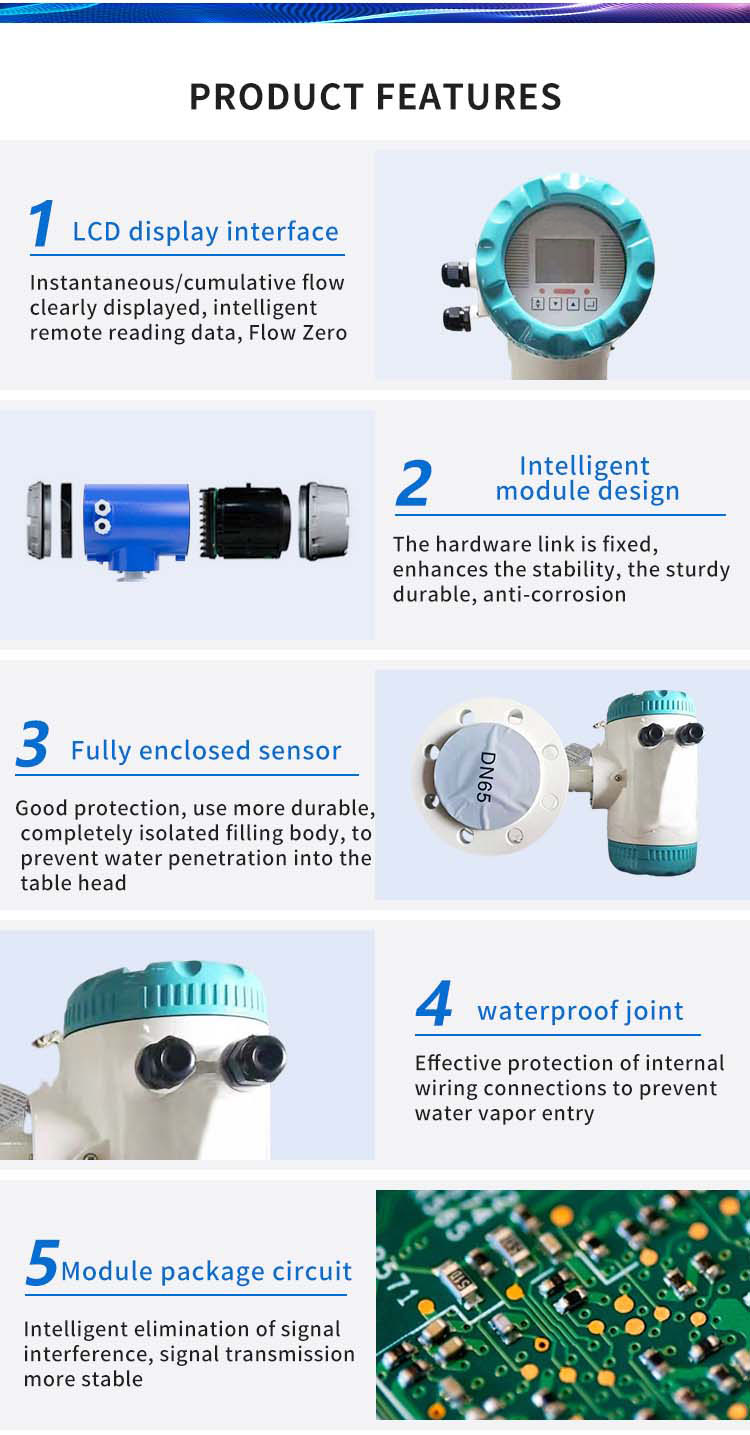 FL301 RS485 Modbus Electromagnetic Flow Meter Digital Water Flow Meter