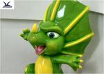 Green Customized Cartoon Fiberglass Dinosaur Statue School Educational Display
