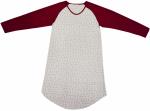 Ladies Cotton Jersey Red/Floral Printed Raglan Long Sleeve V Neck Nightdress
