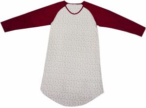 Quality Ladies Cotton Jersey Red/Floral Printed Raglan Long Sleeve V Neck Nightdress Sleepwear Allover Print wholesale