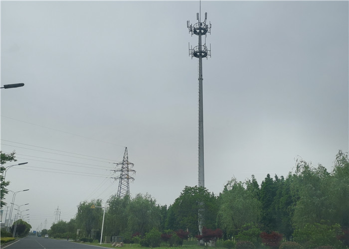 H30m RAL Painted Steel Tapered Telecommunication Towers Weather Resistance
