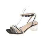 Transparent High Square Heel Thick Soled New Lady Sandals Pearl Beautiful