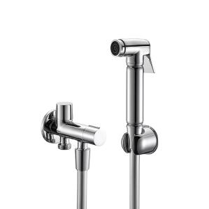 Quality Brass shattaf set bidet shower Zinc holder brass 2-way valve PVC hose 1.50m spray head brass handle bathroom toilet OEM wholesale