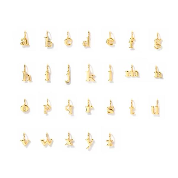 18k Gold Plated 925 Sterling Silver Metal 26 Alphabet Initial Letter Charm
