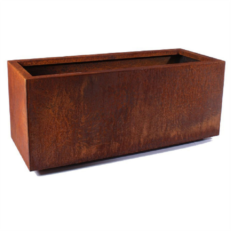Decorative garden long rectangle corten steel planter flower pot