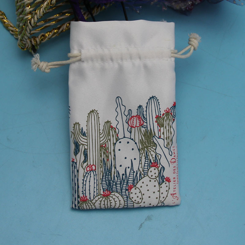 Plain Rope Handle Cotton Storage Bag Easy To Carry For Sunglasses / Cell Phone