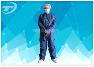 Quality PE Coated White Disposable Coverall Suit / Disposable Protective Suits For Men S To 5XL wholesale