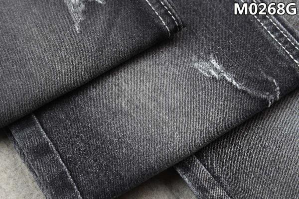 Twill Cotton Polyester Spandex Denim Fabric Sulfur Black With Sanforizing