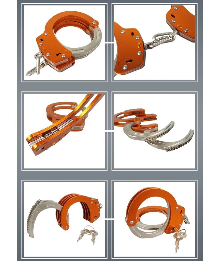 Titanium Alloy High Security Handcuffs , Military Grade Handcuffs Three Rows Of Fan Teeth