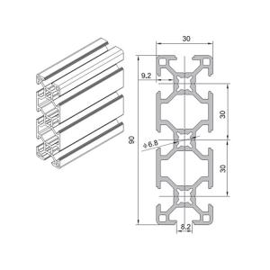 Quality 3-6m Anodizing 3090 Extrusion Aluminum Profiles For Construction wholesale