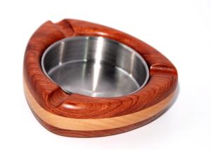 Quality Bi-wood Shield shape wood Ashtray with steel plate wholesale
