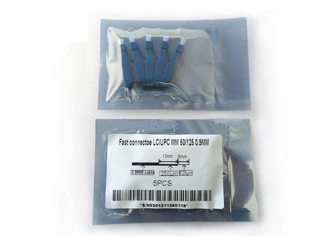 LC UPC Fiber Optic Fast Connector Pre - Embedded Blue For 0.9mm Tight Buffer Cable