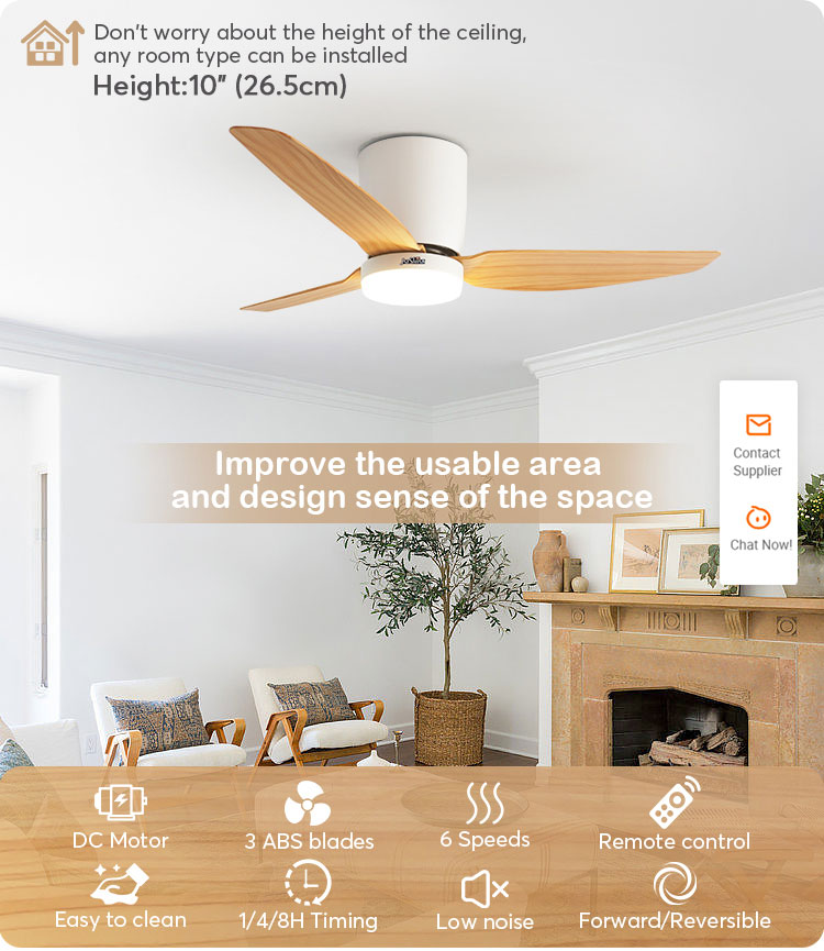 45" ABS Blades LED Ceiling Fan with 3000k/4000k/6000k Color Temperature and Small Size