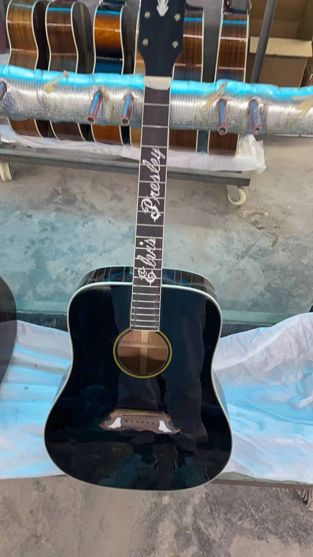 Miniature Acoustic Guitar ELVIS PRESLEY Dove Ebony Custom Black