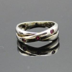 Quality Women Jewelry 925 Silver Red Cubic Zircon Crossover Ring (JY063) wholesale