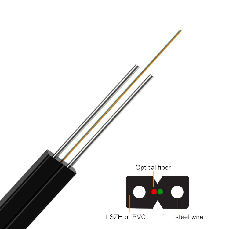 2 Core G.657A1 FTTH Drop Fiber Optic Cable GJXH Indoor Optical Fiber Cable