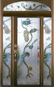 Quality grape design style of decorative glass panel in wooden door wholesale