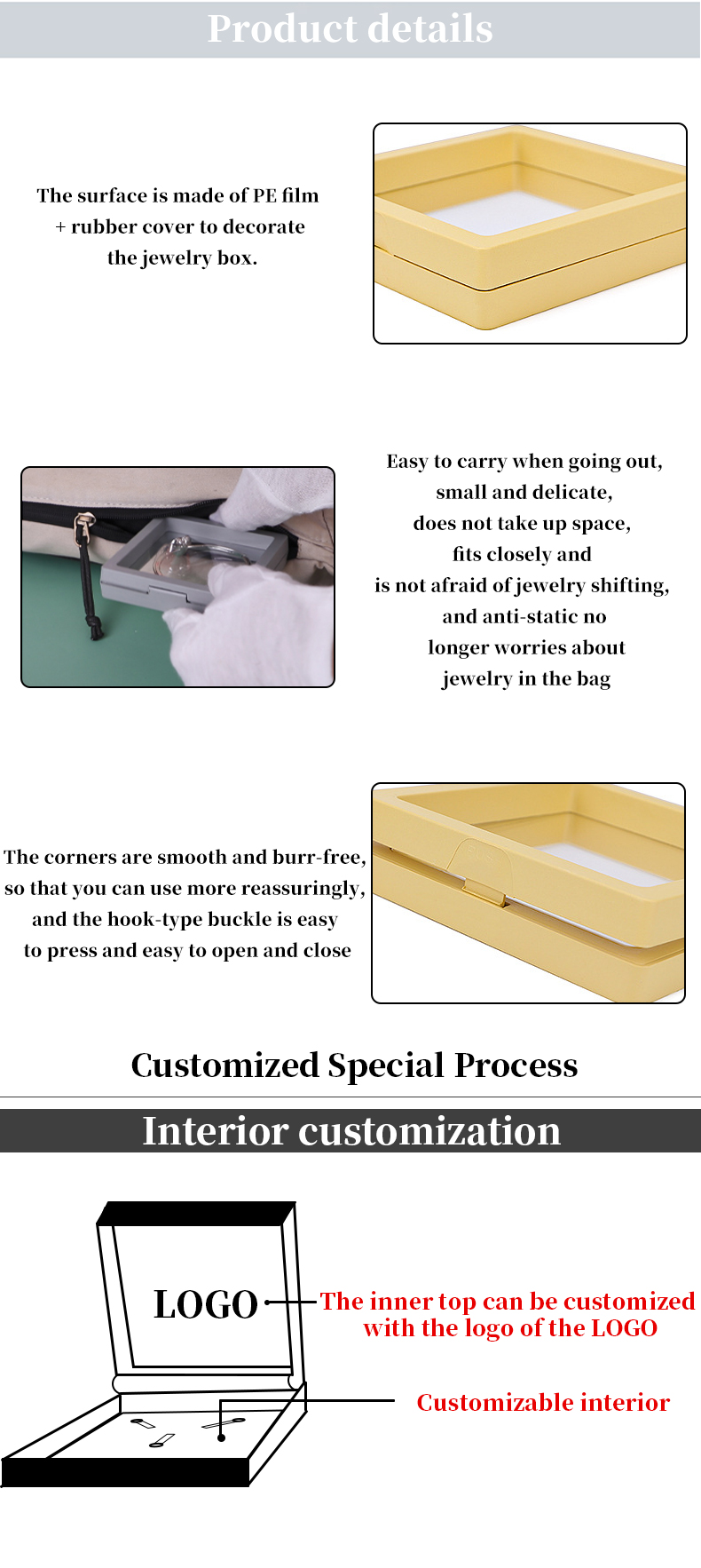 Jewelry PE Membrane Suspension Box , Jewelry Display Box Customized Size