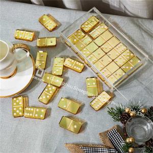 Quality Luxury Mirror Deluxe Gold Acrylic Dominoes Set wholesale