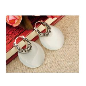 Quality Sterling Silver White Opal Hoop Earrings(XH021046W ) wholesale