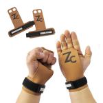 Leather Crossfit Hand Grips Fingerless Gymnastic 2 Holes Microfiber Brown