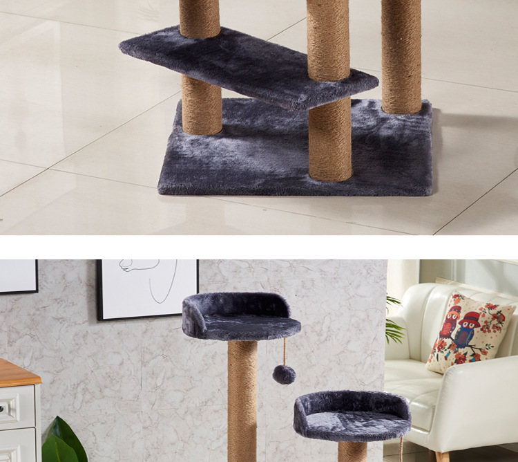 Custom Wooden Cat Climbing Tree with Modern Luxury Design and Scratching Post Tower