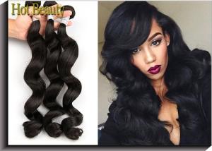 Quality 6A Grade Black Virgin Human Hair Extensions Natural Wave Full Head Bundles wholesale