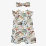 2pcs Sets Baby Cute Casual Summer Breathable Allover Flower Printed Falbala