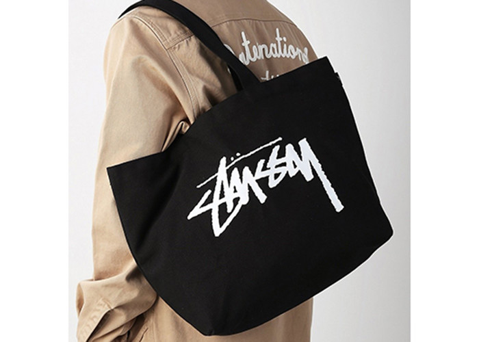 Durable Cotton Tote Bags Black Cotton Fabric Natural Environmental Protection