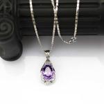 925 Silver Jewelry 9mmx11mm Amethyat Cubic Zircon Pendant(PSJ0406)