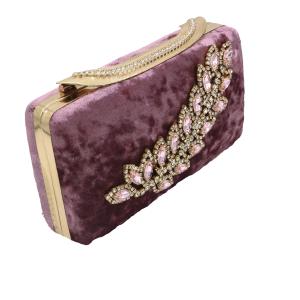 Quality Leather Clutches And Evening Bags With Violet Diamonds Burgundy Flannel Inlaid wholesale