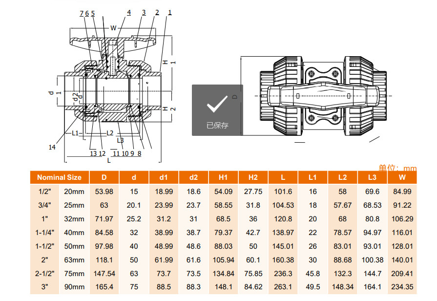 Stable Antiwear True Union Ball Valve PVC Practical Abrasion Resistant