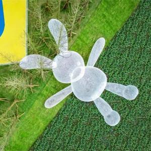 Quality Fiberglass Metal Rabbit Sculpture Decorative Outdoor Square Lawn Ornaments wholesale
