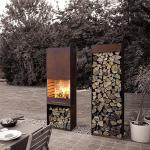 Rectangular Rusty Corten Steel Fireplace Wood Storage