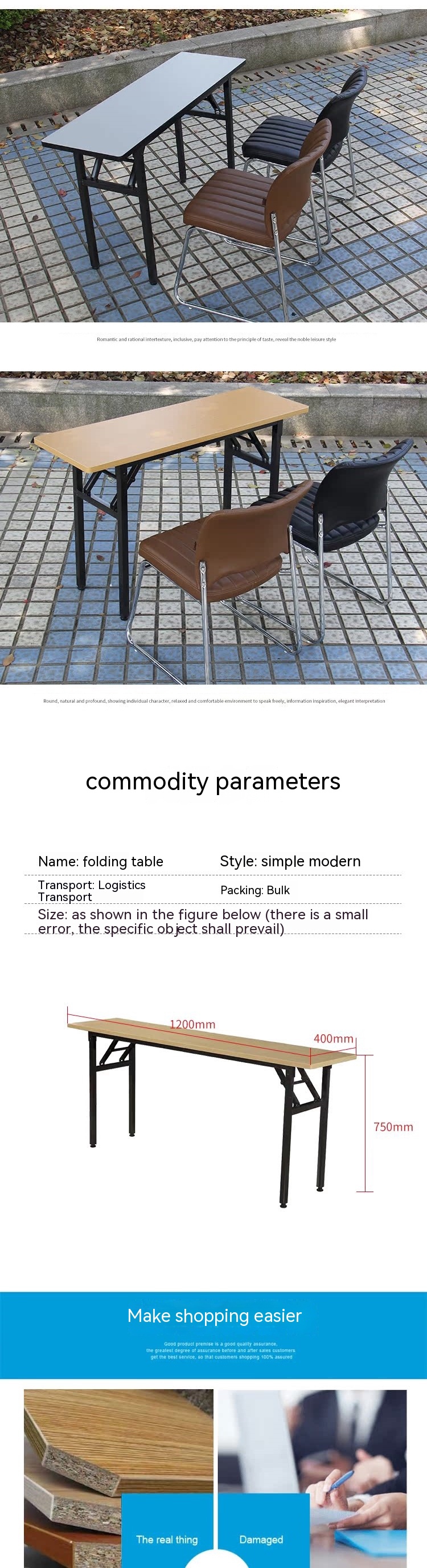 Wood Style PANEL Folding Desk and Chairs for Office Furniture Modern Conference Table