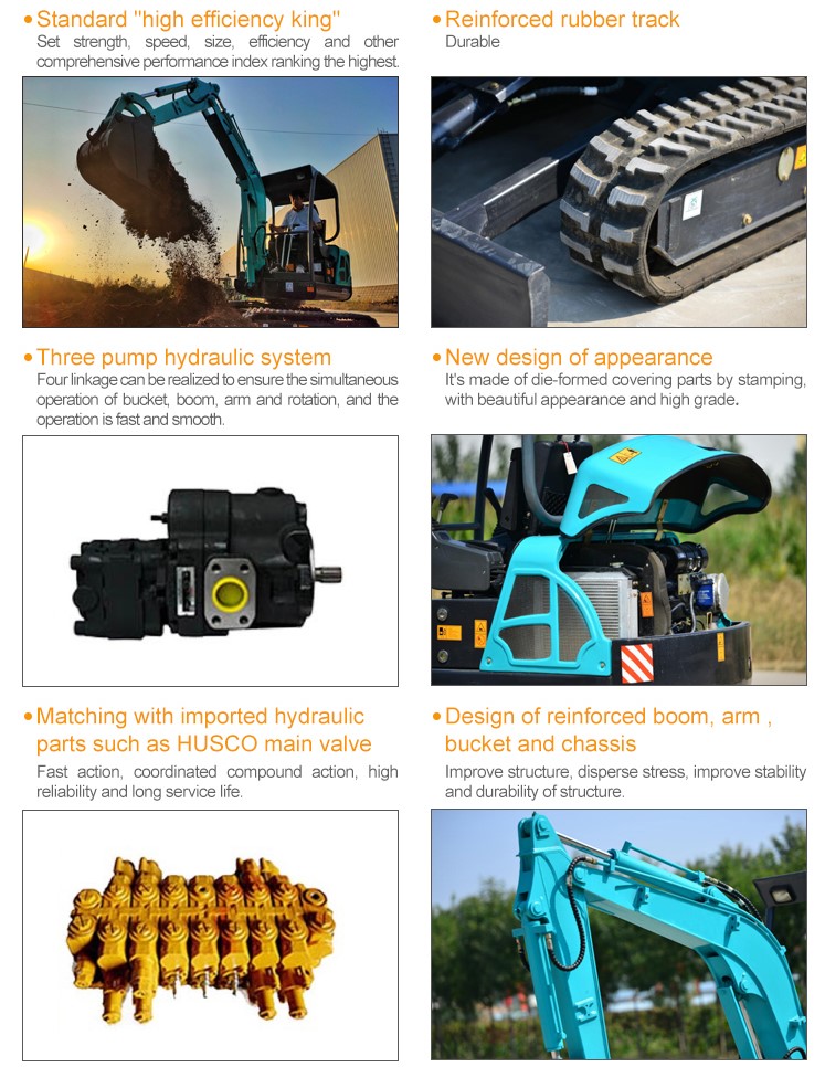 1Ton 1.5Ton 1.8Ton 2Ton 3 Ton Mini Excavator With Optional Cabin And Various Attachment