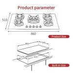 Top Glass Kitchen Built In Gas Hob Smart Cooktop 4 Burner For Household