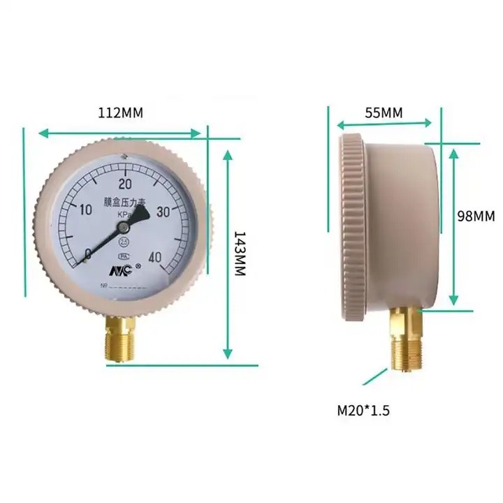 YE-100 Diaphragm Pressure Gauge Sensor 0-40kpa Easy Installation