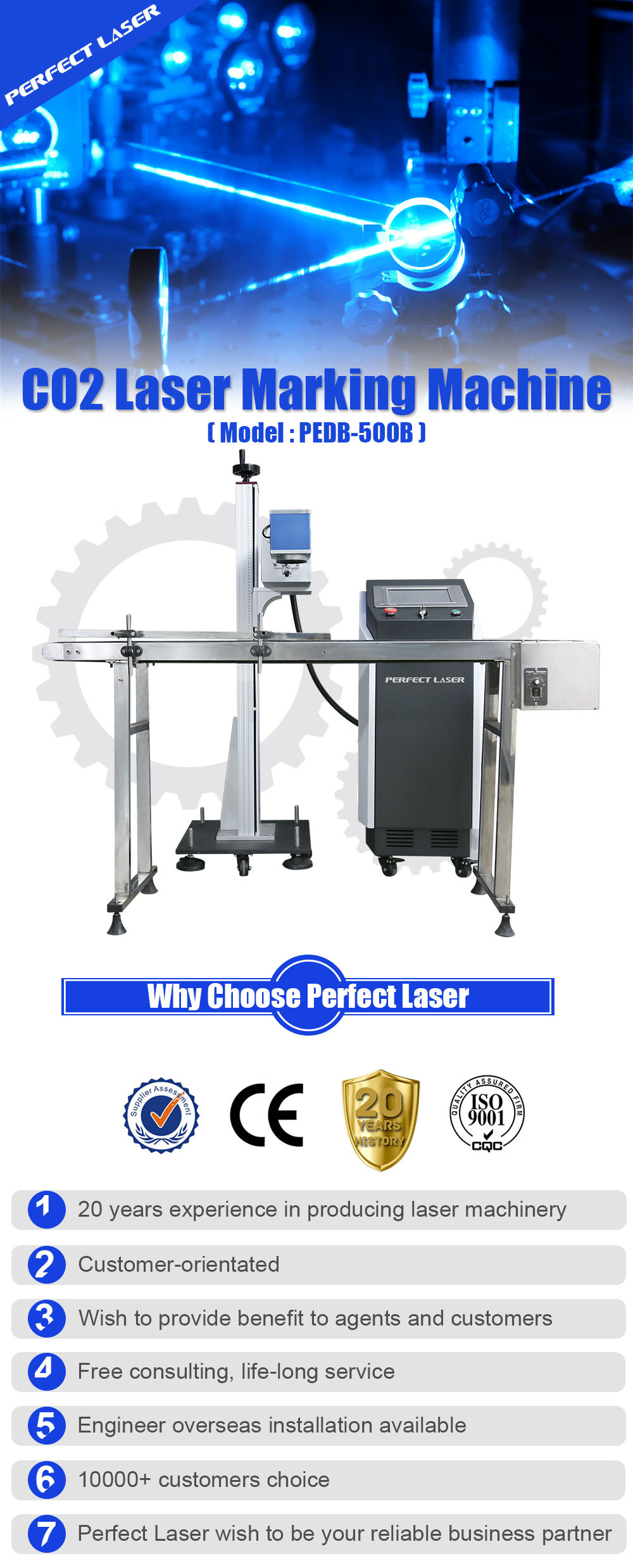 30w 50w 60w Co2 Laser Marking Machine Floor Type