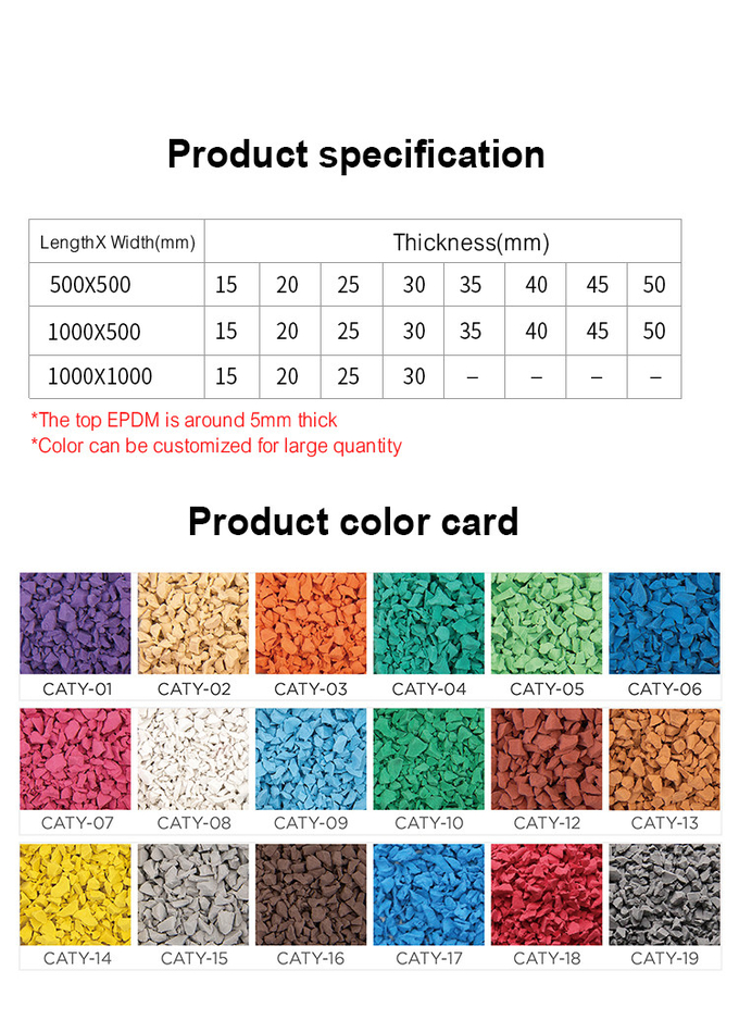 ROHS Nontoxic Rubber Playground Mats , Anti Slip Playground Safety Flooring