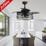Retractable Blades Industrial Ceiling Fan , Vintage Cage Chandelier Ceiling Fan