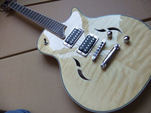 Wholesale T5 Custom Electric Guitar Semi Hollow In Natural Burst