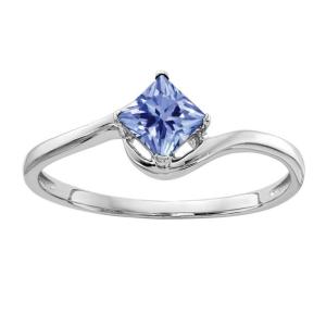 Quality 4mm Princess Cut Natural Tanzanite Engagement Ring 14k White Gold wholesale