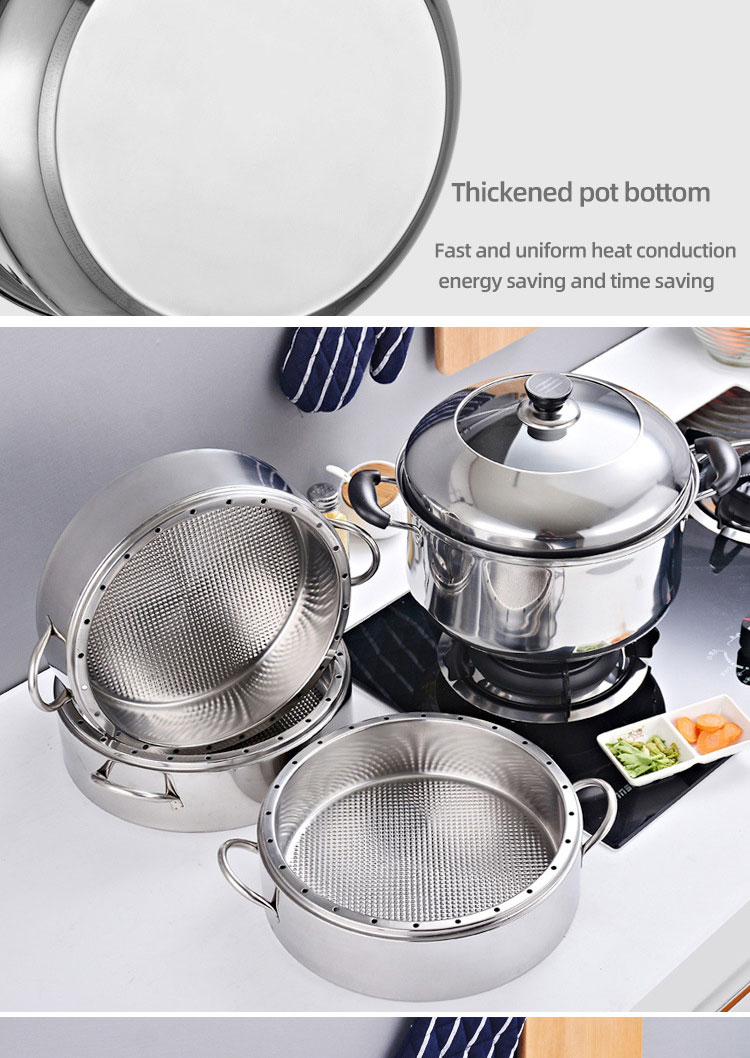 New Arrival Kitchen Industrial Steamer Pot Cookware Mutil Layer Stainless Steel Steamer Pot With SS Handle