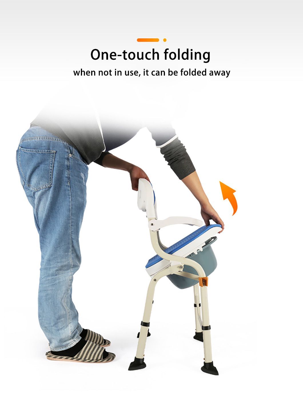 Elderly Care Steel Portable Adjustable Mobile for Elderly Bedside Drive Folding Portable Toilet Seat Commode Chair