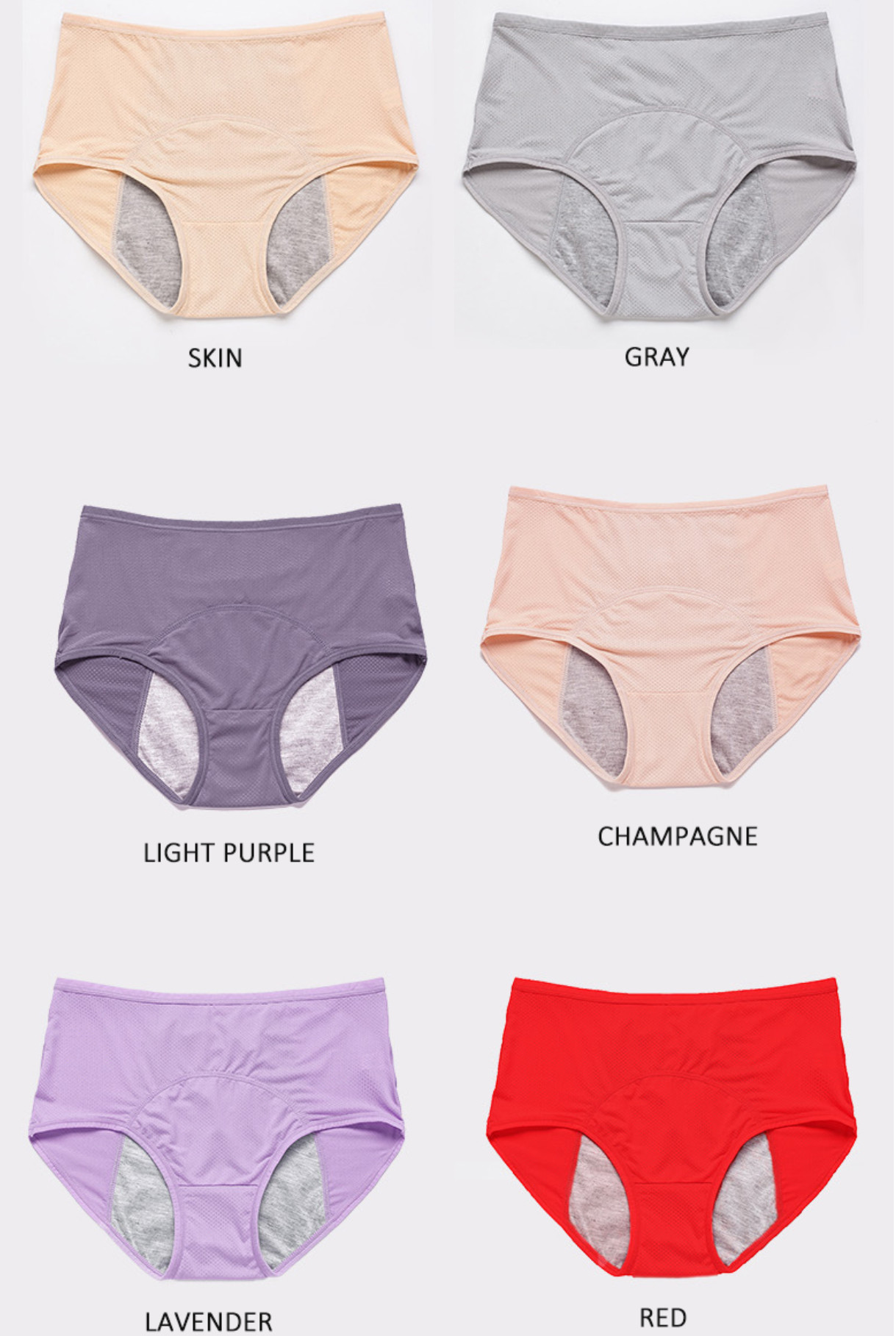 Hot Sale Plus Size M-8XL 10 Colors Physiological Leak Proof Menstrual Panties 3 Layers Breathable Period Underwear
