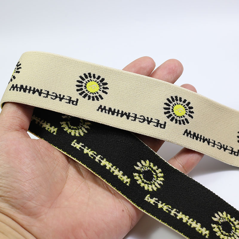 Little daisy Knitted 4cm nylon elastic band for cuffs Waistband headband custom logo elastic jacquard band