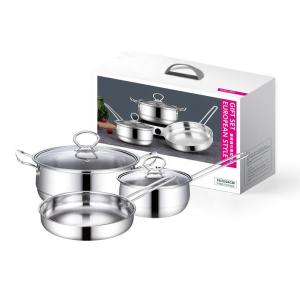 Quality Hot Selling Cookware Set 5 PCS Stainless Steel Cookware Cook Pot Cooking Pot Set With SS Handle wholesale